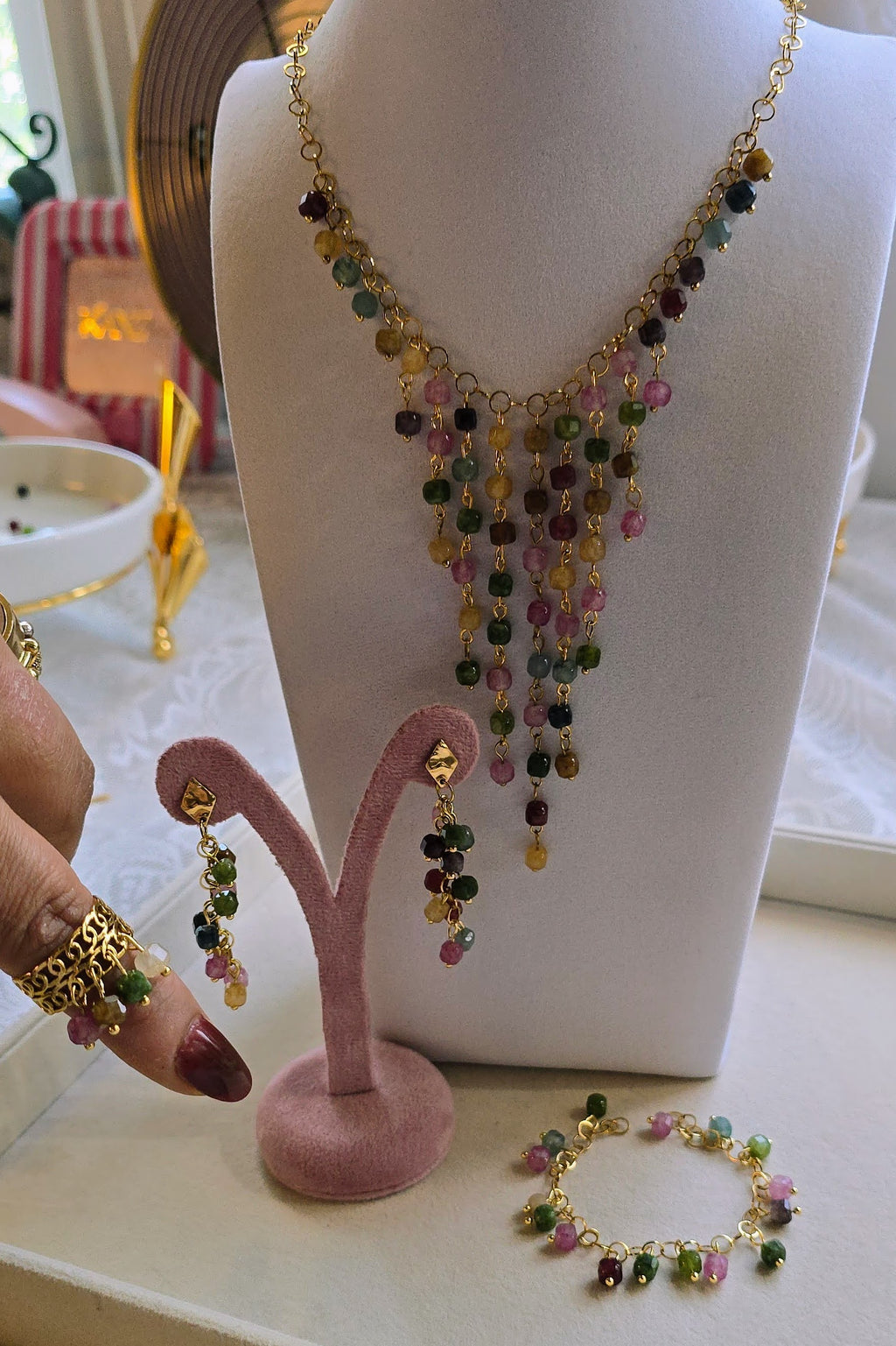 Natural Celestial Stone Fringe Set