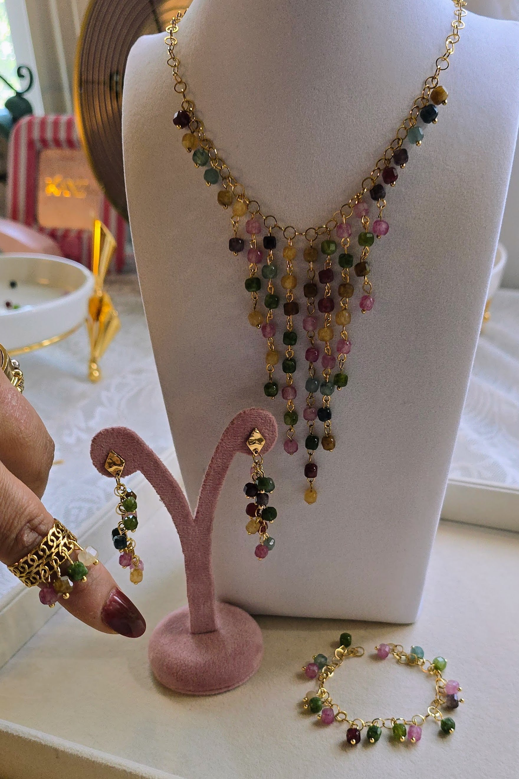 Natural Celestial Stone Fringe Set