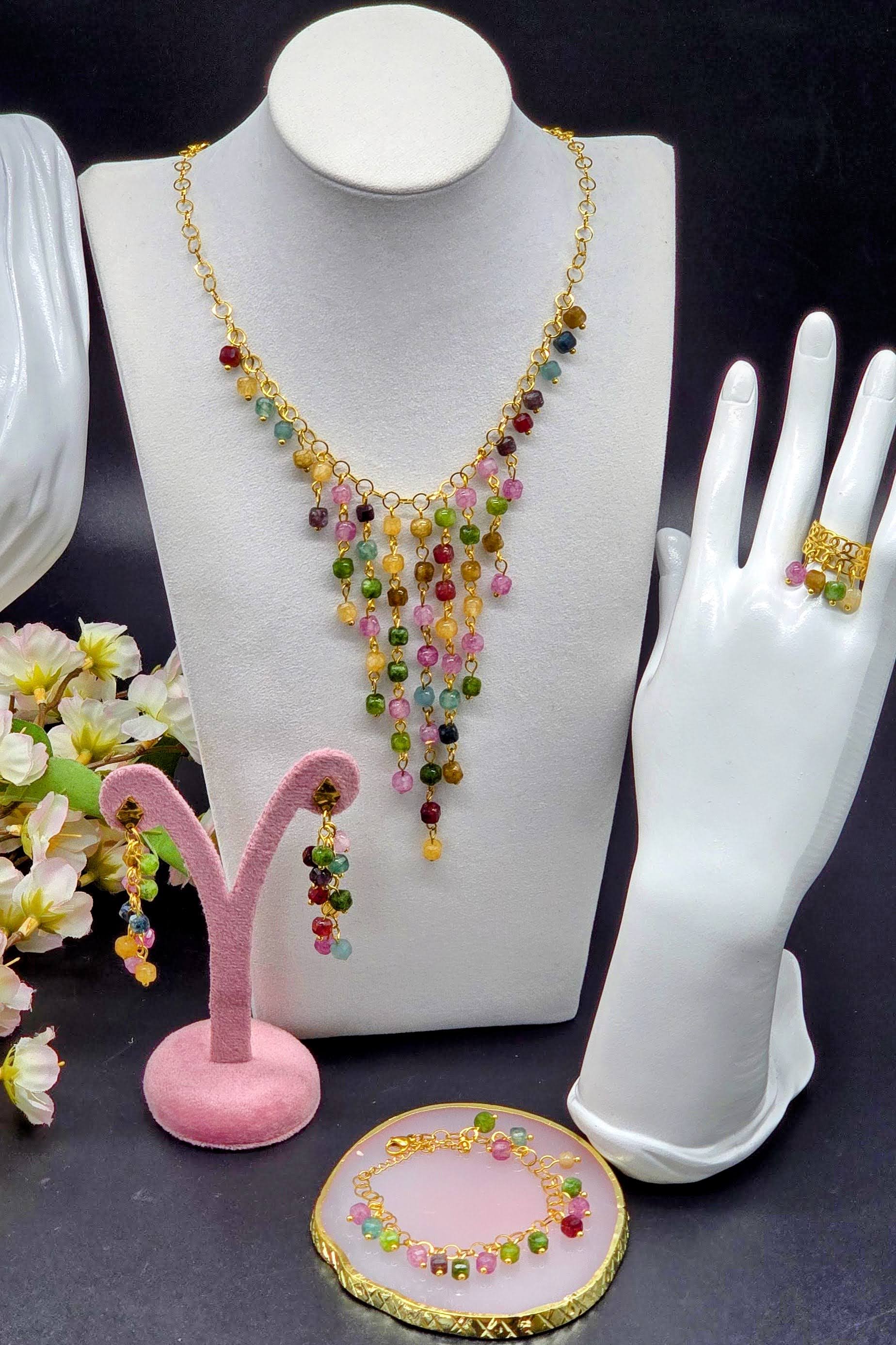 Natural Celestial Stone Fringe Necklace