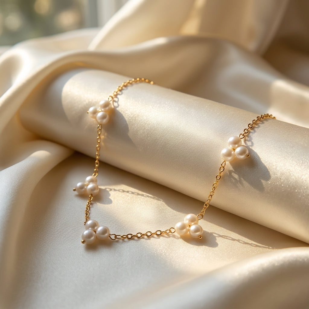 Freshwater Pearl Cluster Station Necklace