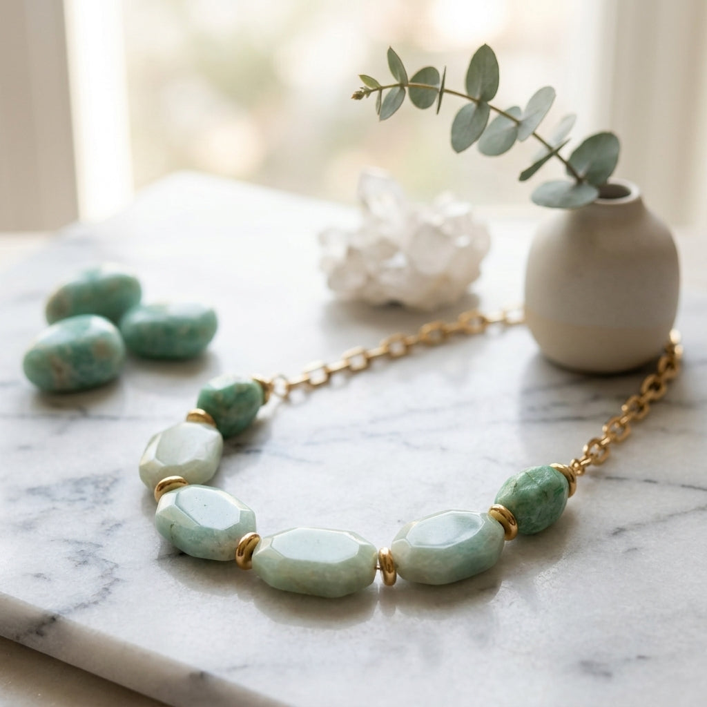 Natural Amazonite Statement Necklace