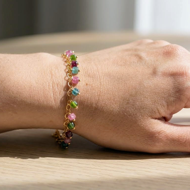 Natural Celestial Stone Fringe Bracelet