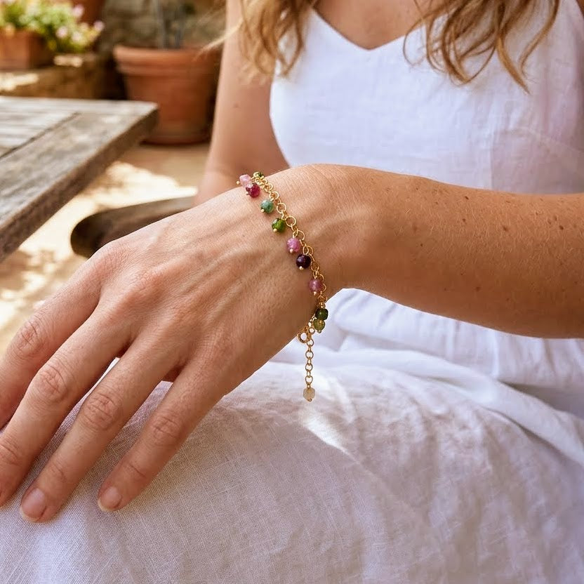 Natural Celestial Stone Fringe Bracelet