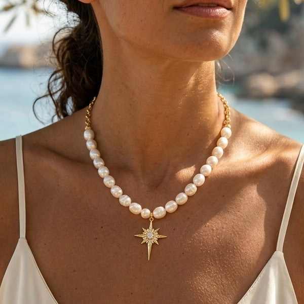 Celestial Freshwater Pearl Star Necklace