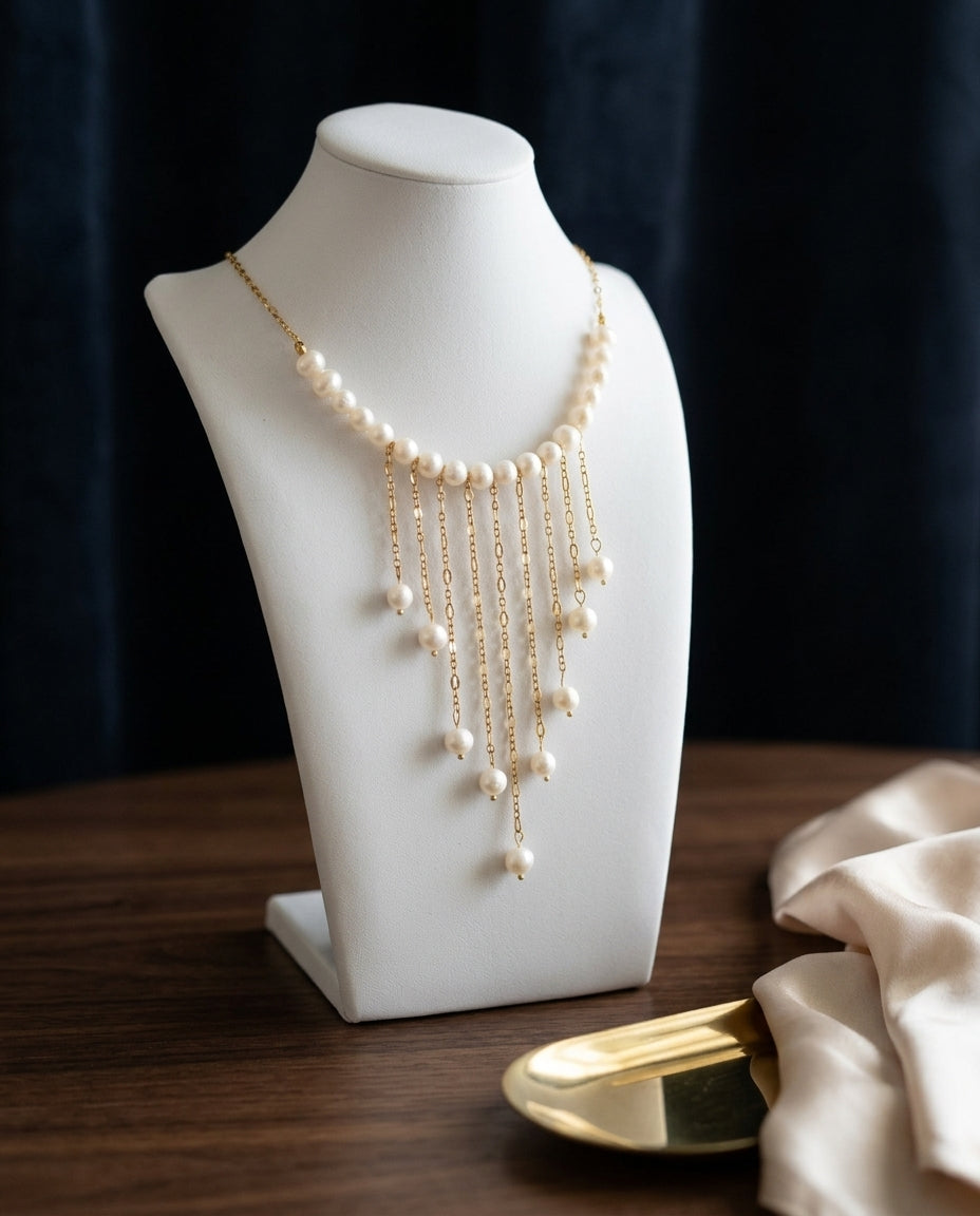 Cascading Freshwater Pearl Statement Necklace