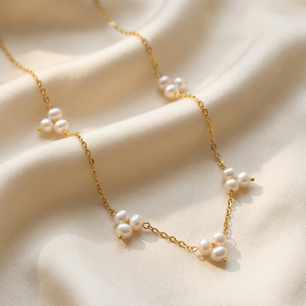 Freshwater Pearl Cluster Station Necklace