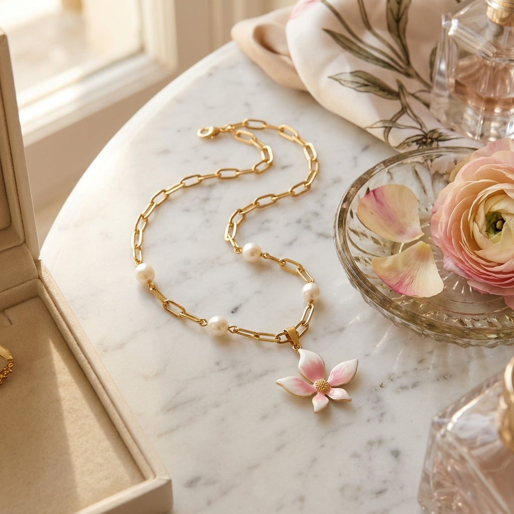 Freshwater Pearl Floral Necklace