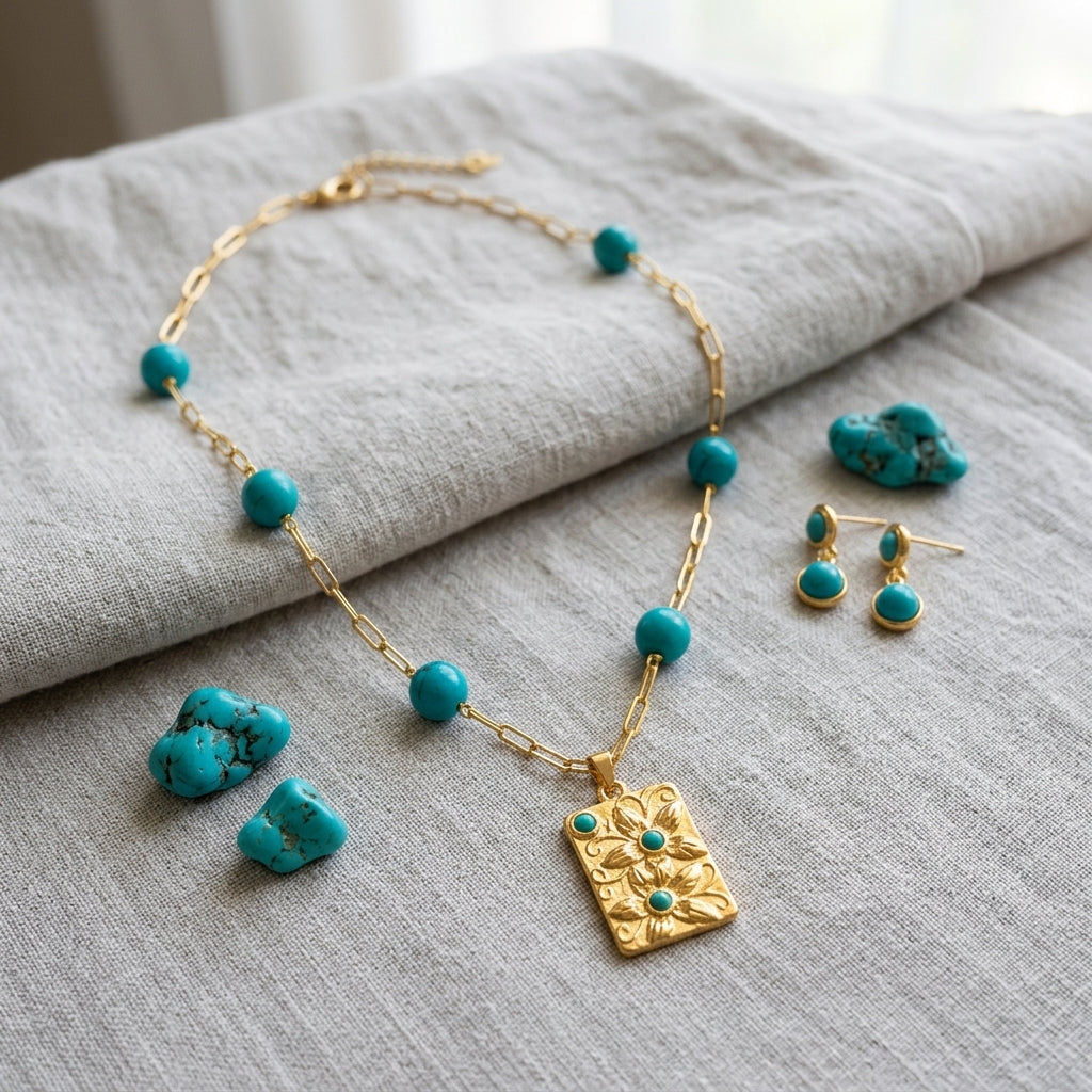 Turquoise Floral Statement Necklace