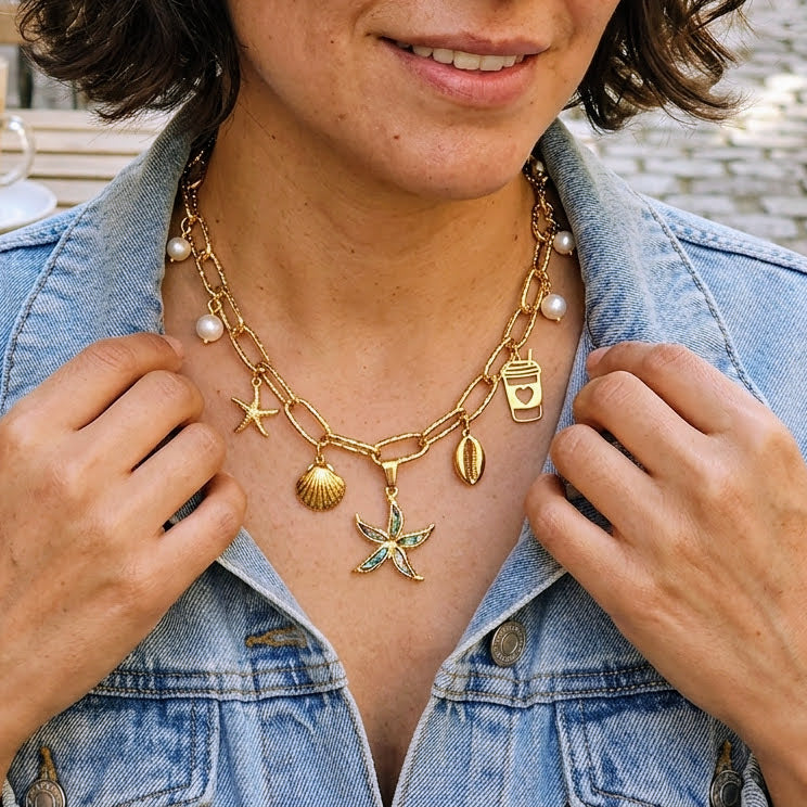 Coastal Pearl Charm Jewelry Set