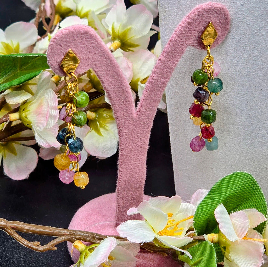Natural Celestial Stone Fringe Earrings