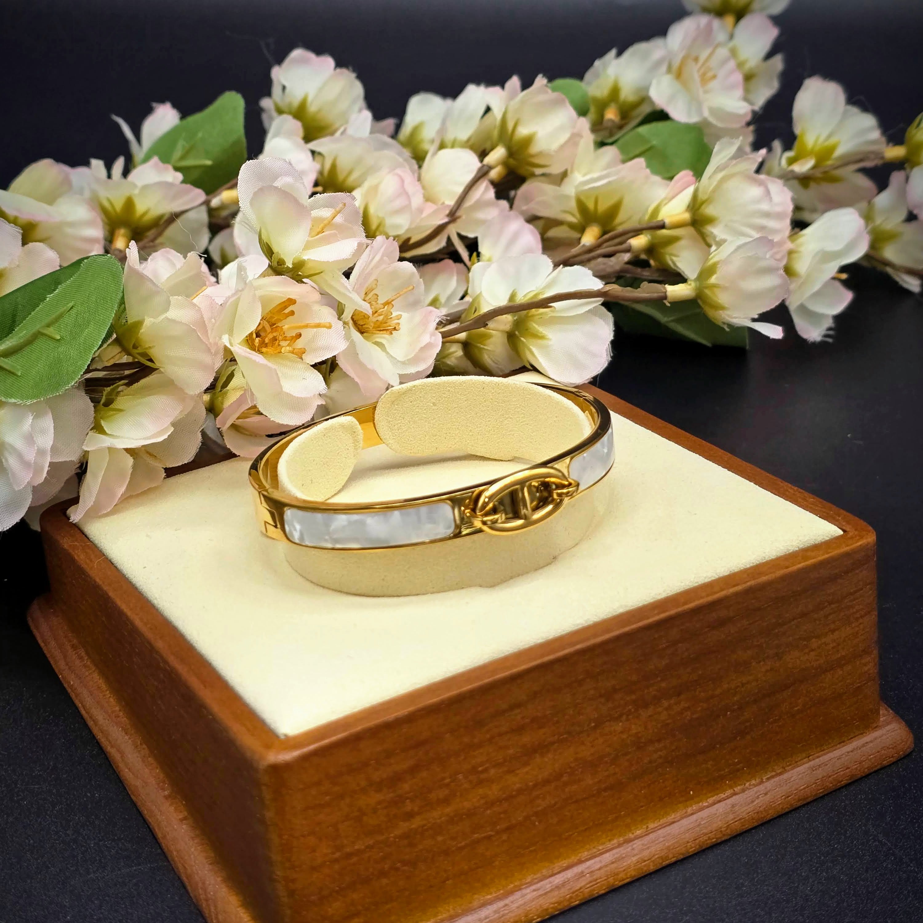 Enamel Stainless Steel Hinged Bangle Bracelet