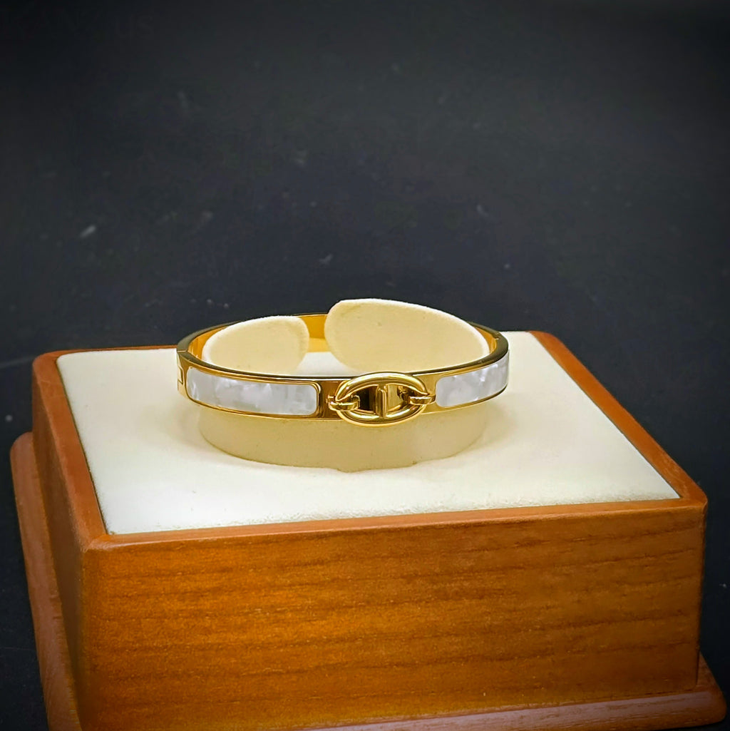 Enamel Stainless Steel Hinged Bangle Bracelet