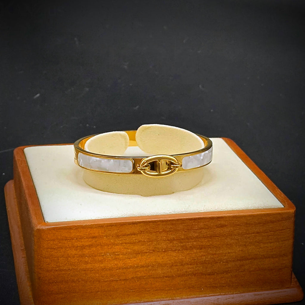 Enamel Stainless Steel Hinged Bangle Bracelet