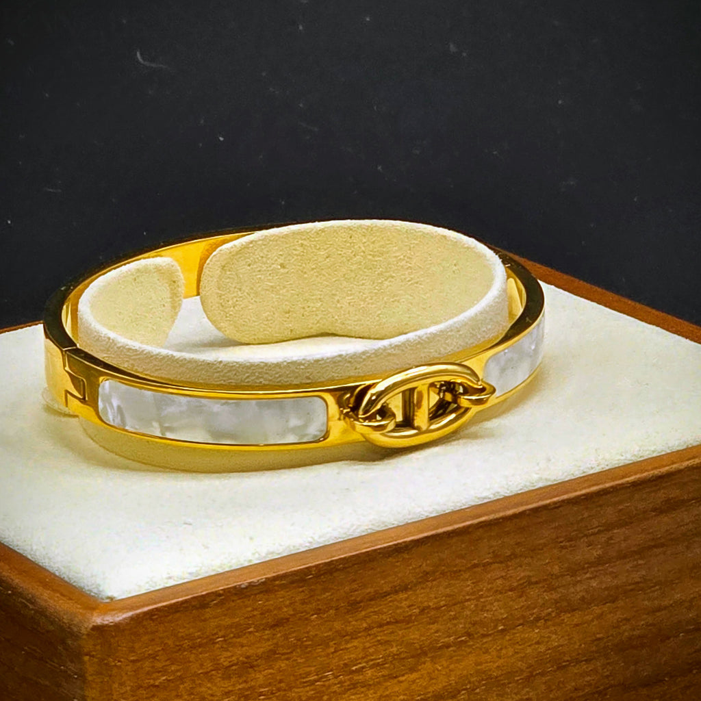 Enamel Stainless Steel Hinged Bangle Bracelet