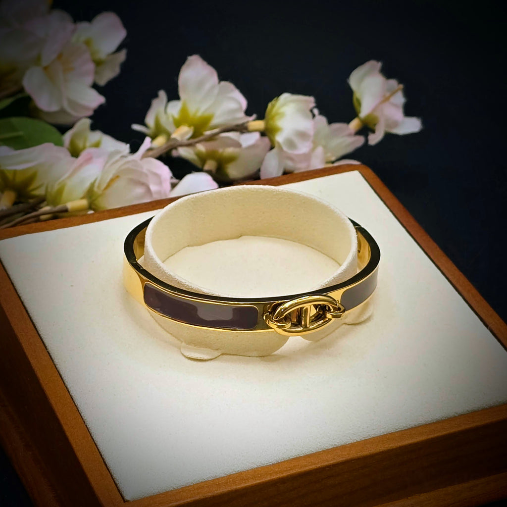 Enamel Stainless Steel Hinged Bangle Bracelet