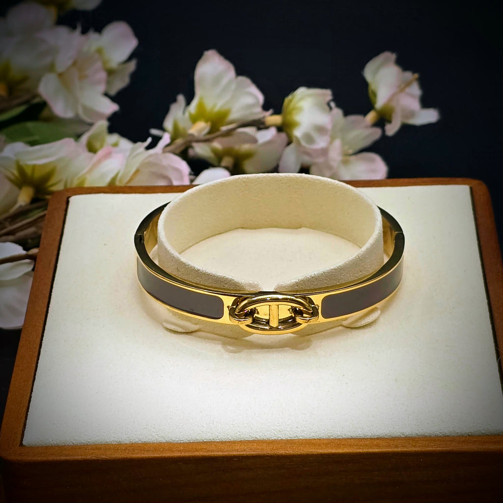 Enamel Stainless Steel Hinged Bangle Bracelet