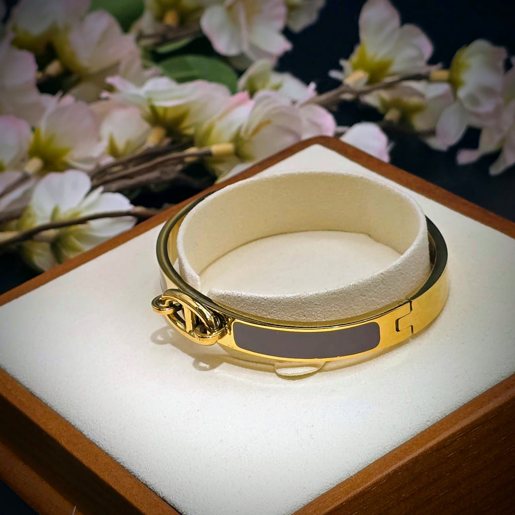 Enamel Stainless Steel Hinged Bangle Bracelet