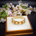 Enamel Floral Cloves Stainless Steel Hinged Bangle