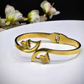Golden Butterfly Bypass Stainless Hinged Bangle