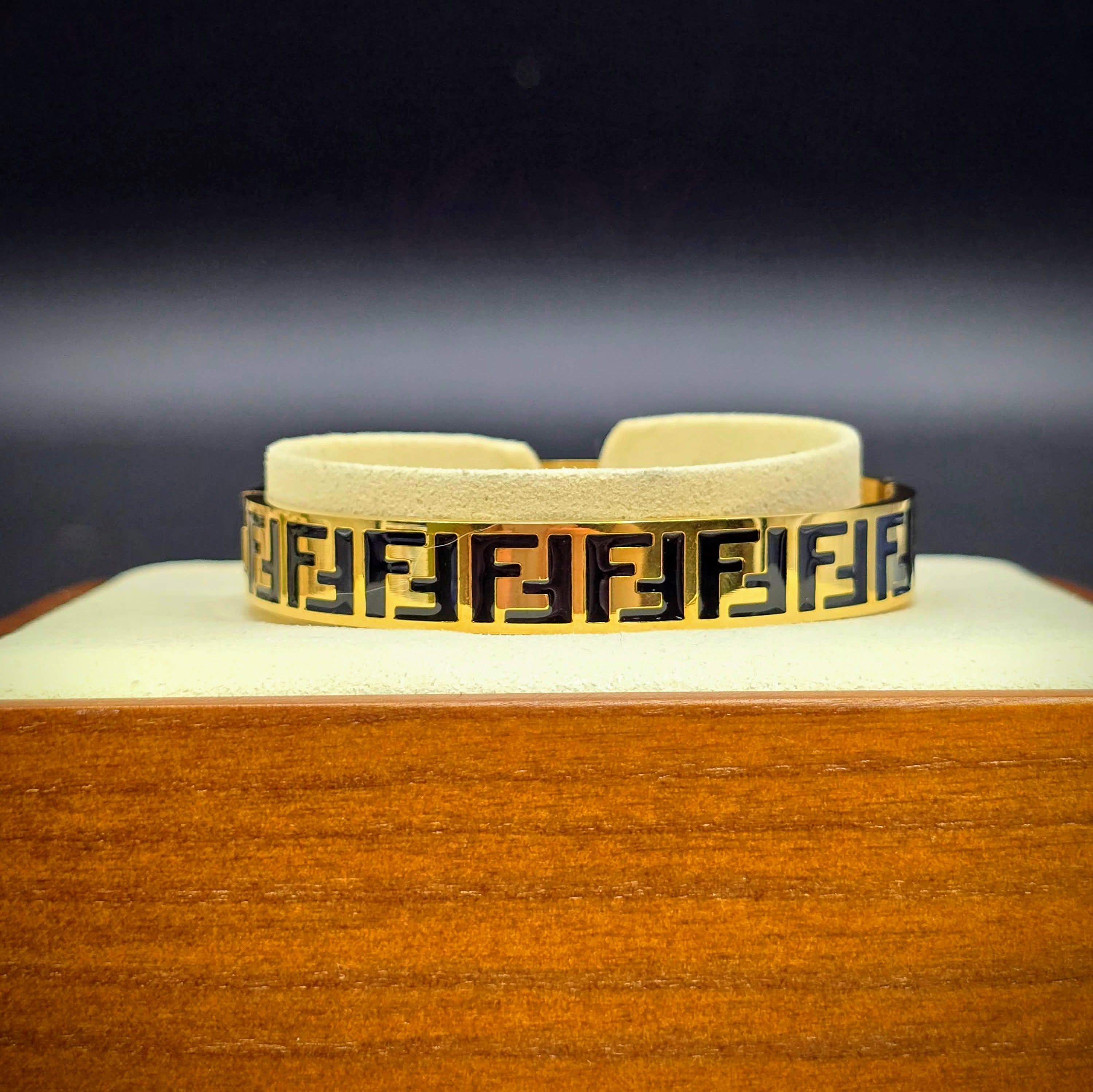 Geometric Letter-Inspired Hinged Bangle – Stainless Steel