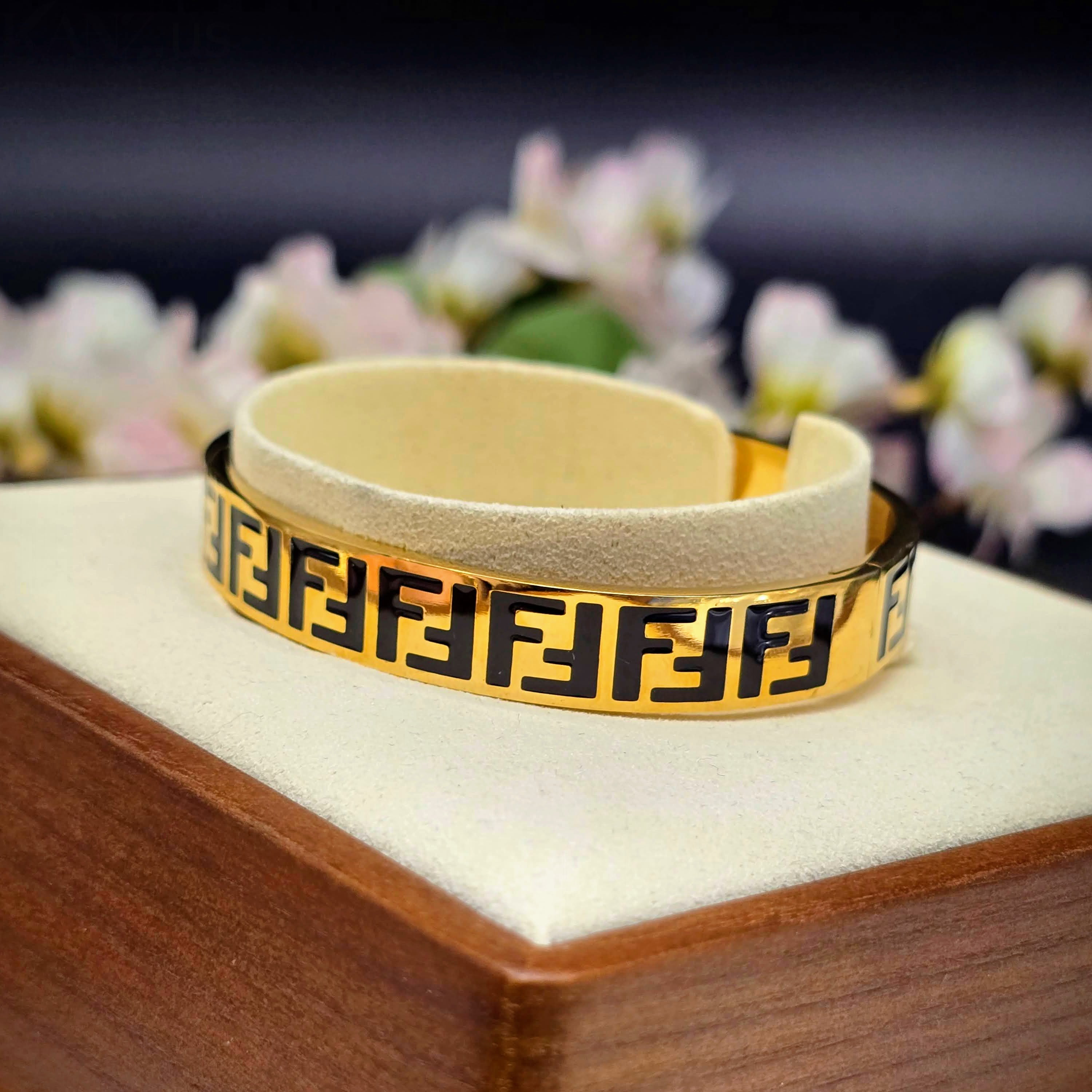 Geometric Letter-Inspired Hinged Bangle – Stainless Steel