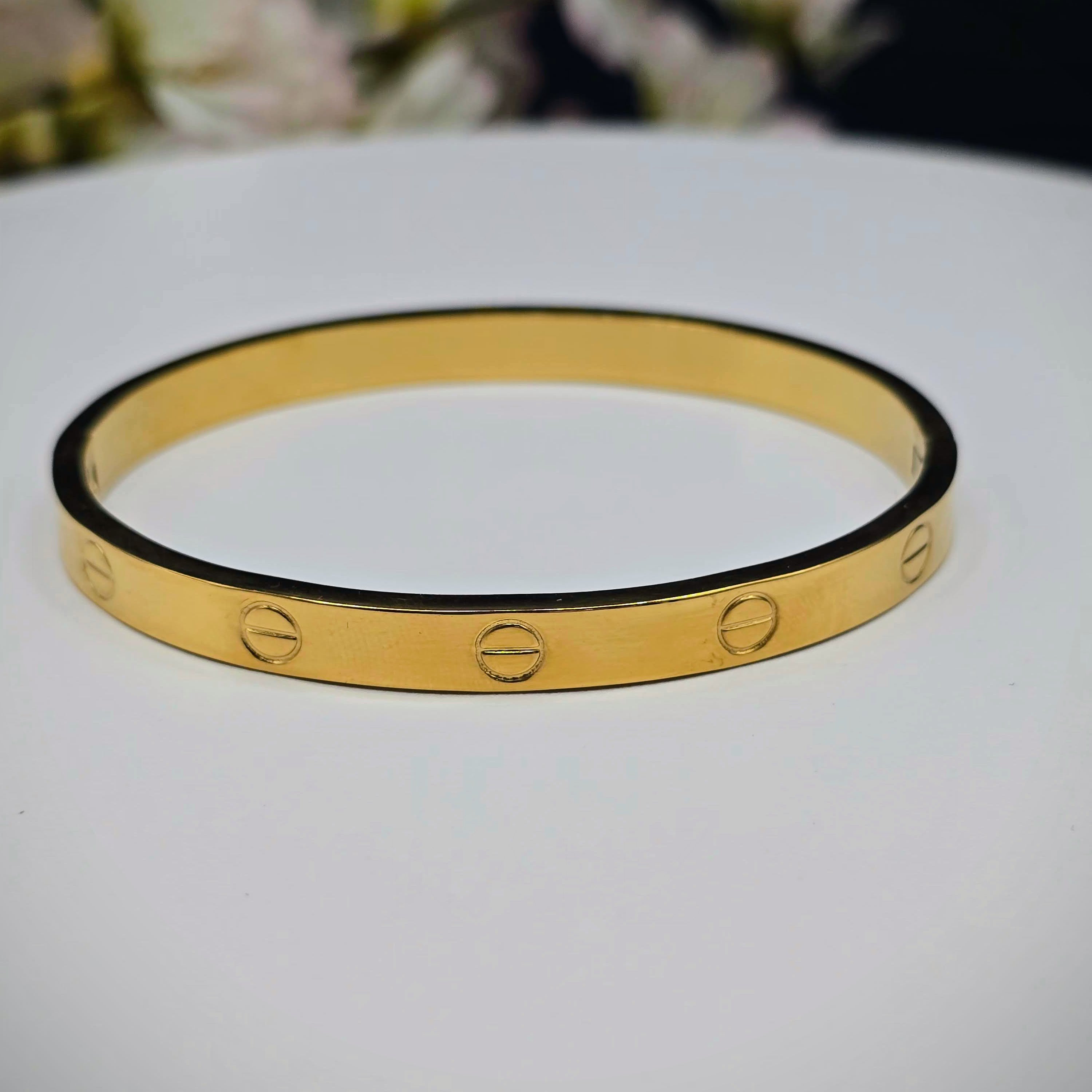 Screw-Inspired Minimal Hinged Bangle – Stainless Steel