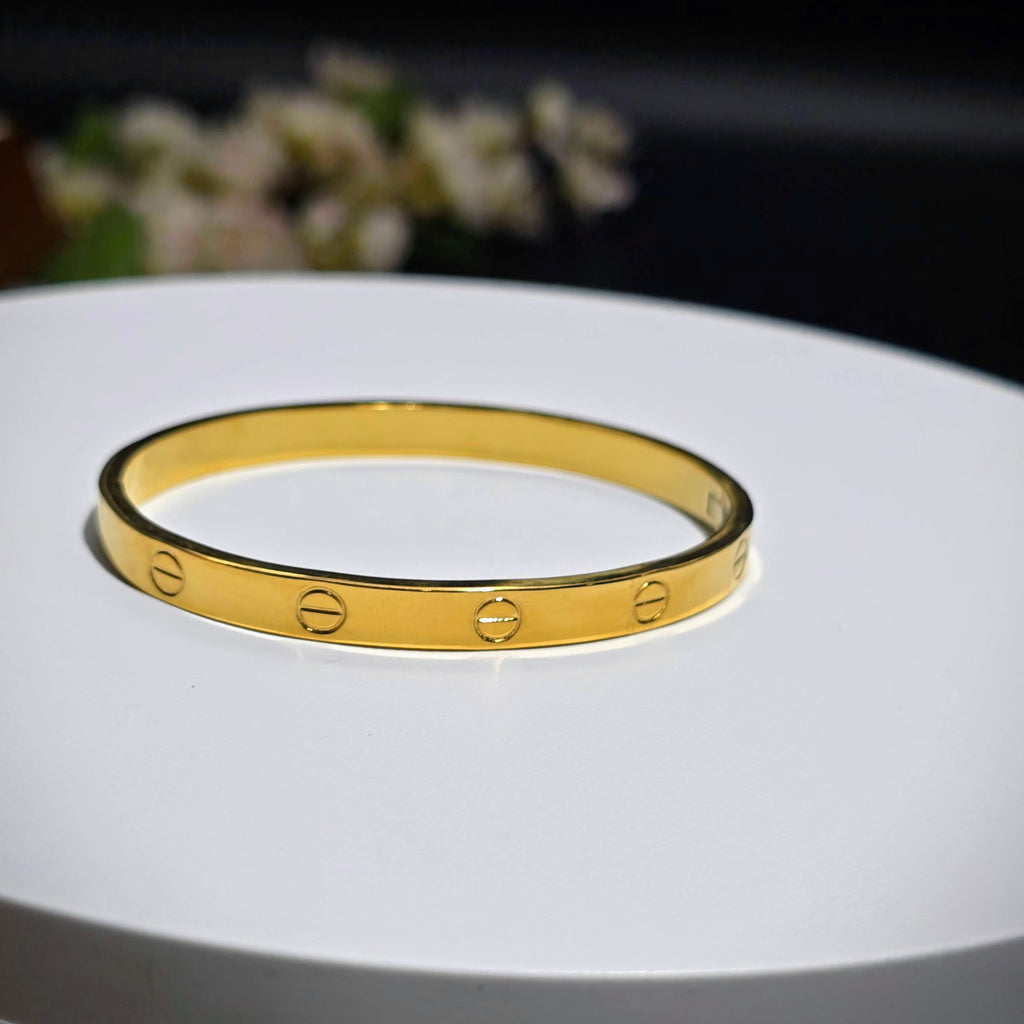 Screw-Inspired Minimal Hinged Bangle – Stainless Steel