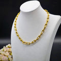 Geometric Link Stainless Steel Necklace with Pave Accent