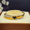 Heart Motif Hinged Stainless Steel Bangle with Pave Accent