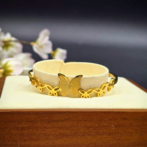 Butterfly Motif Hinged Bangle - Stainless Steel