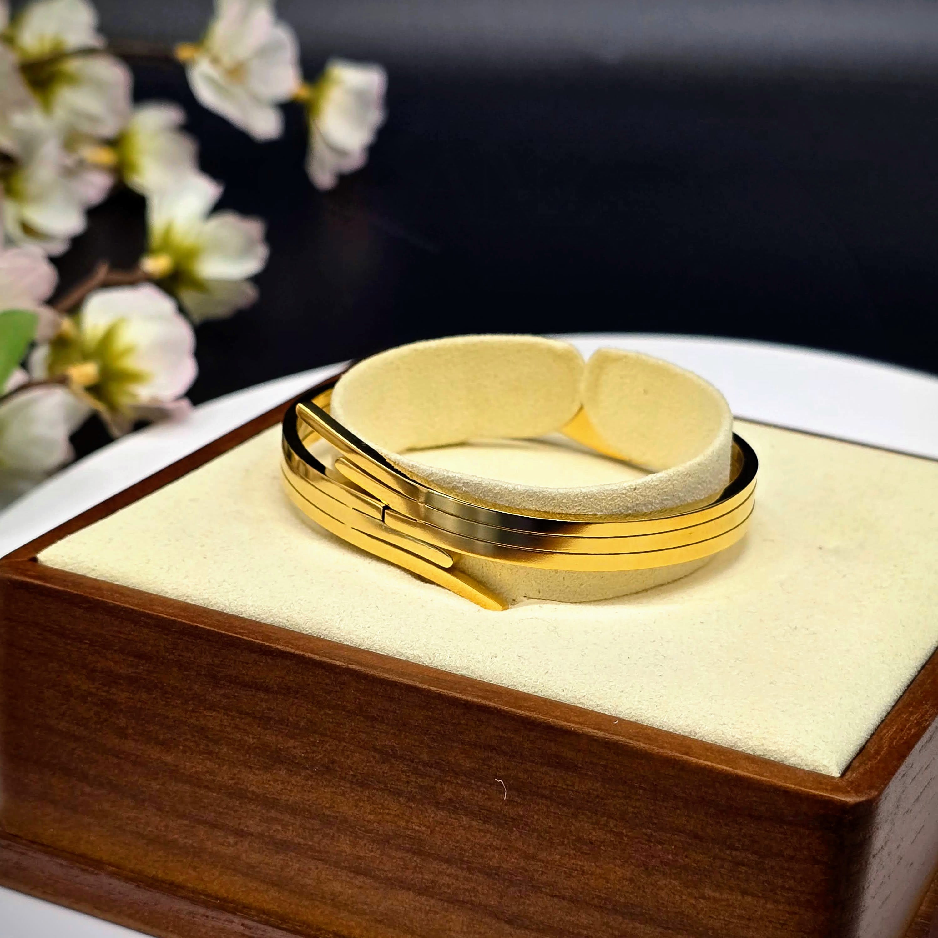 Sleek Stacked Bangle - Stainless Steel