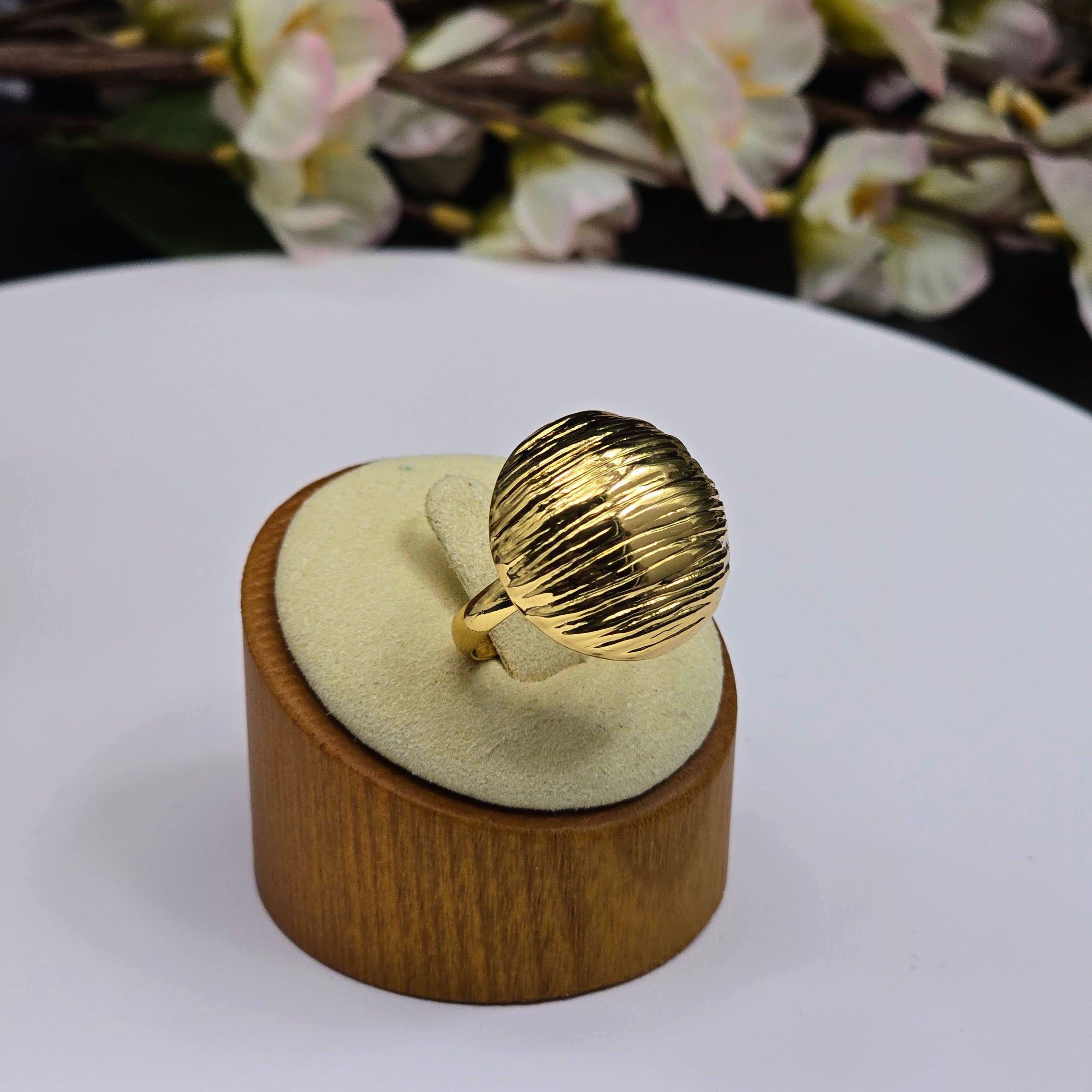 Textured Dome Stainless Steel Statement Ring