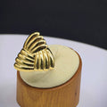 Sculpted Fan Stainless Steel Statement Ring