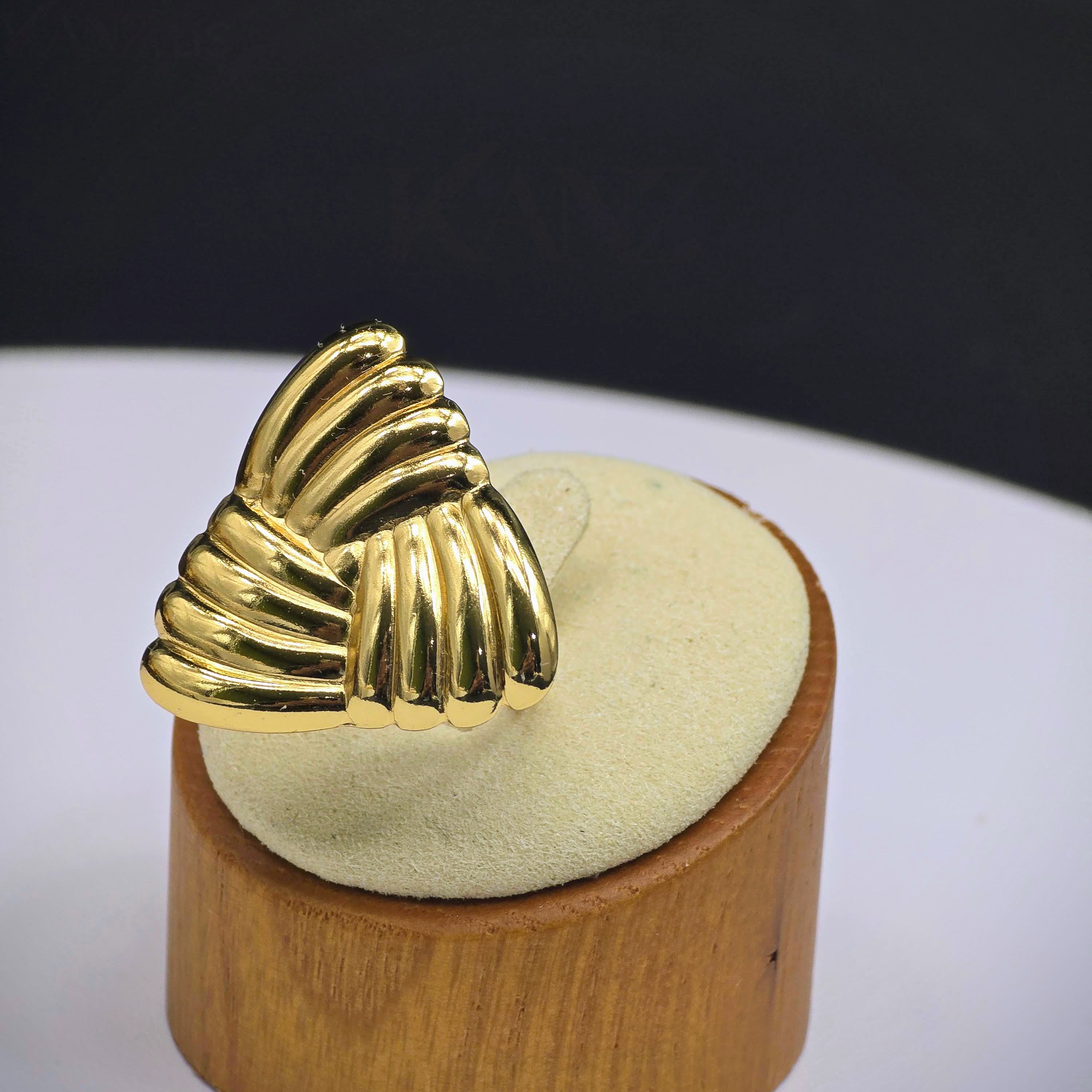 Sculpted Fan Stainless Steel Statement Ring