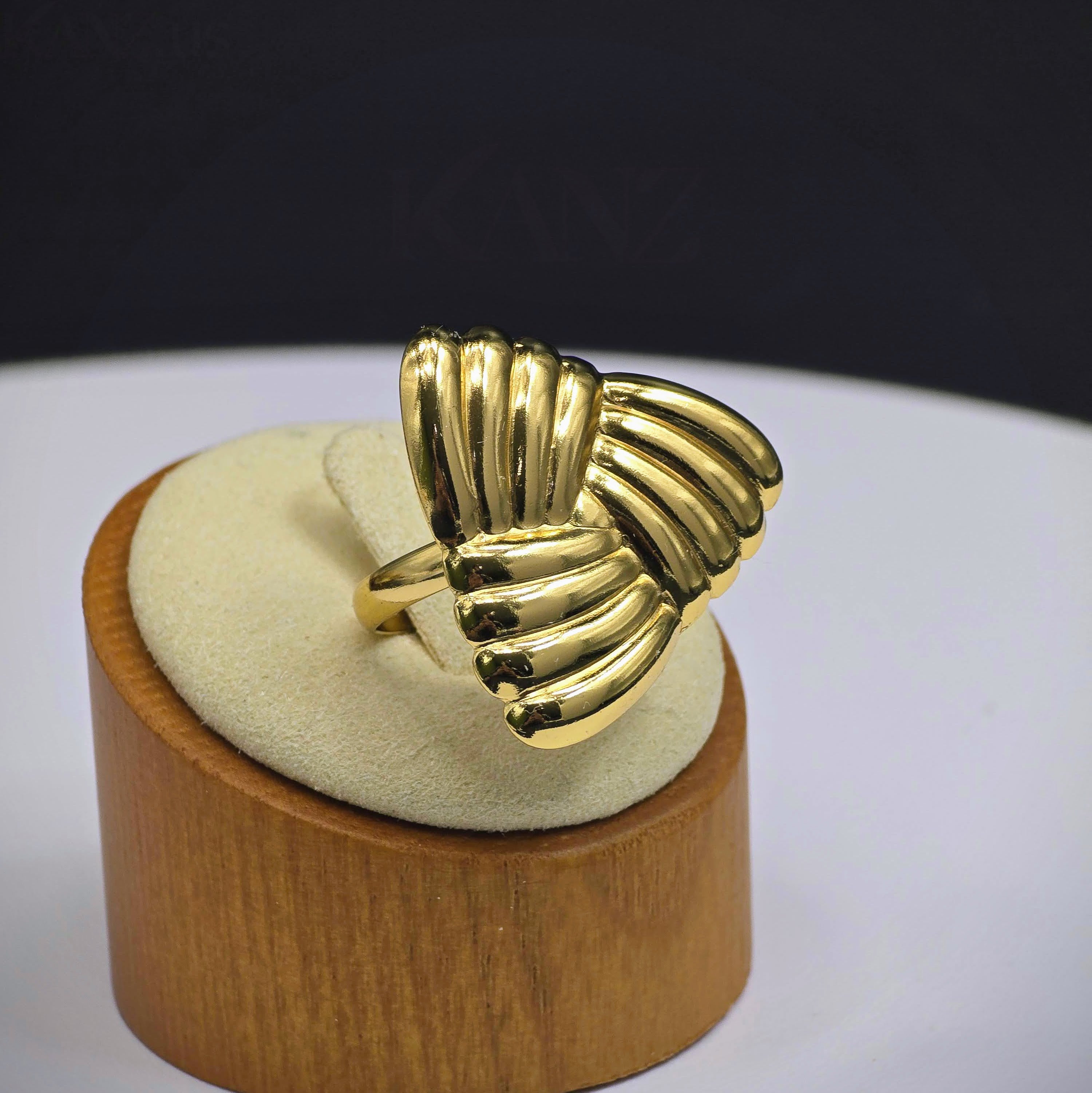Sculpted Fan Stainless Steel Statement Ring