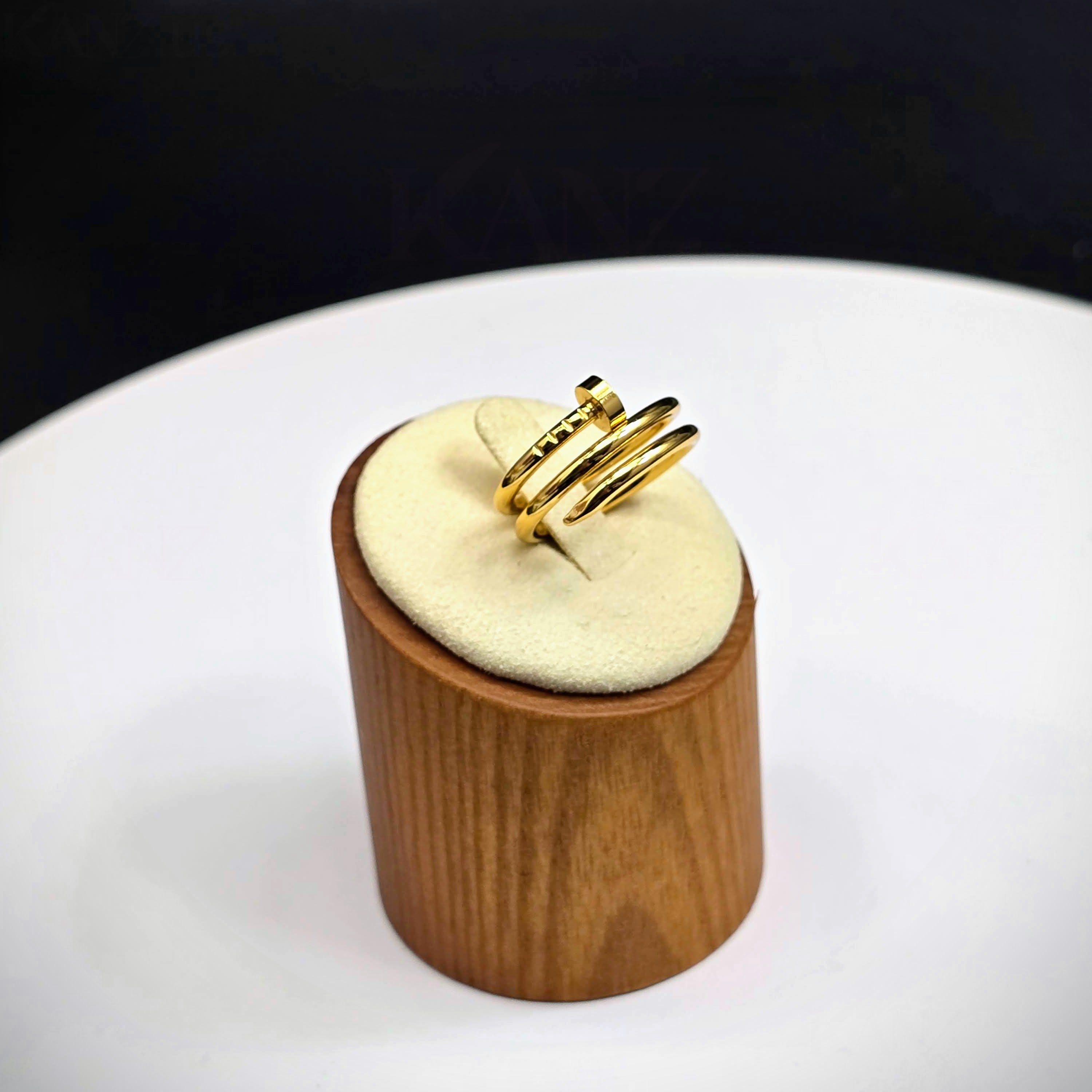 Gold Nail-Inspired Stainless Steel Ring