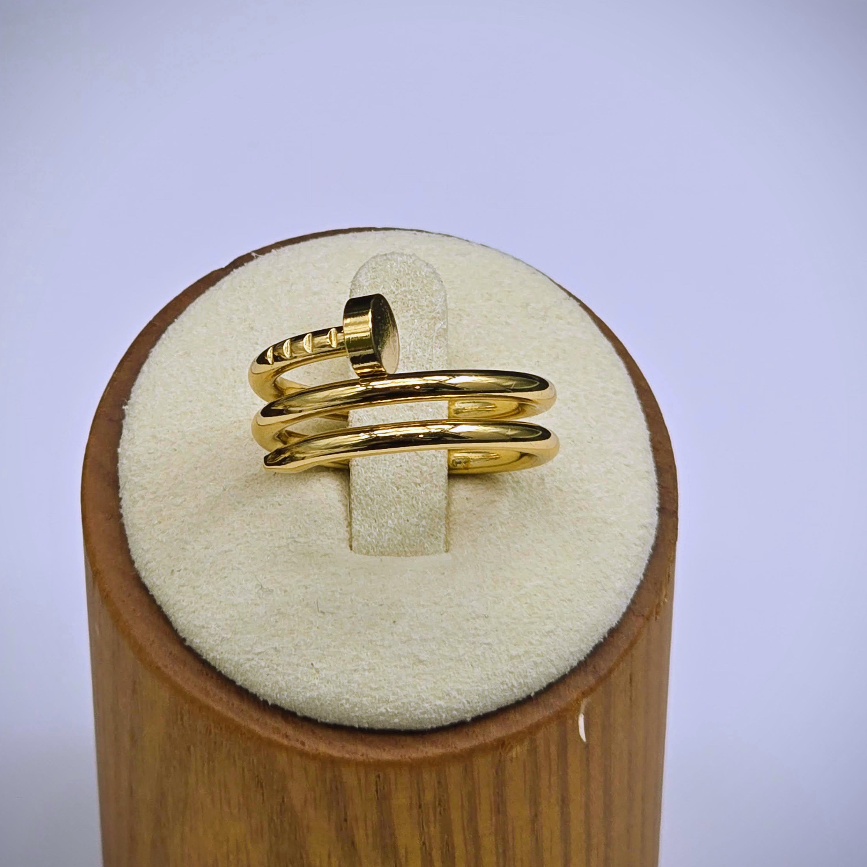 Gold Nail-Inspired Stainless Steel Ring
