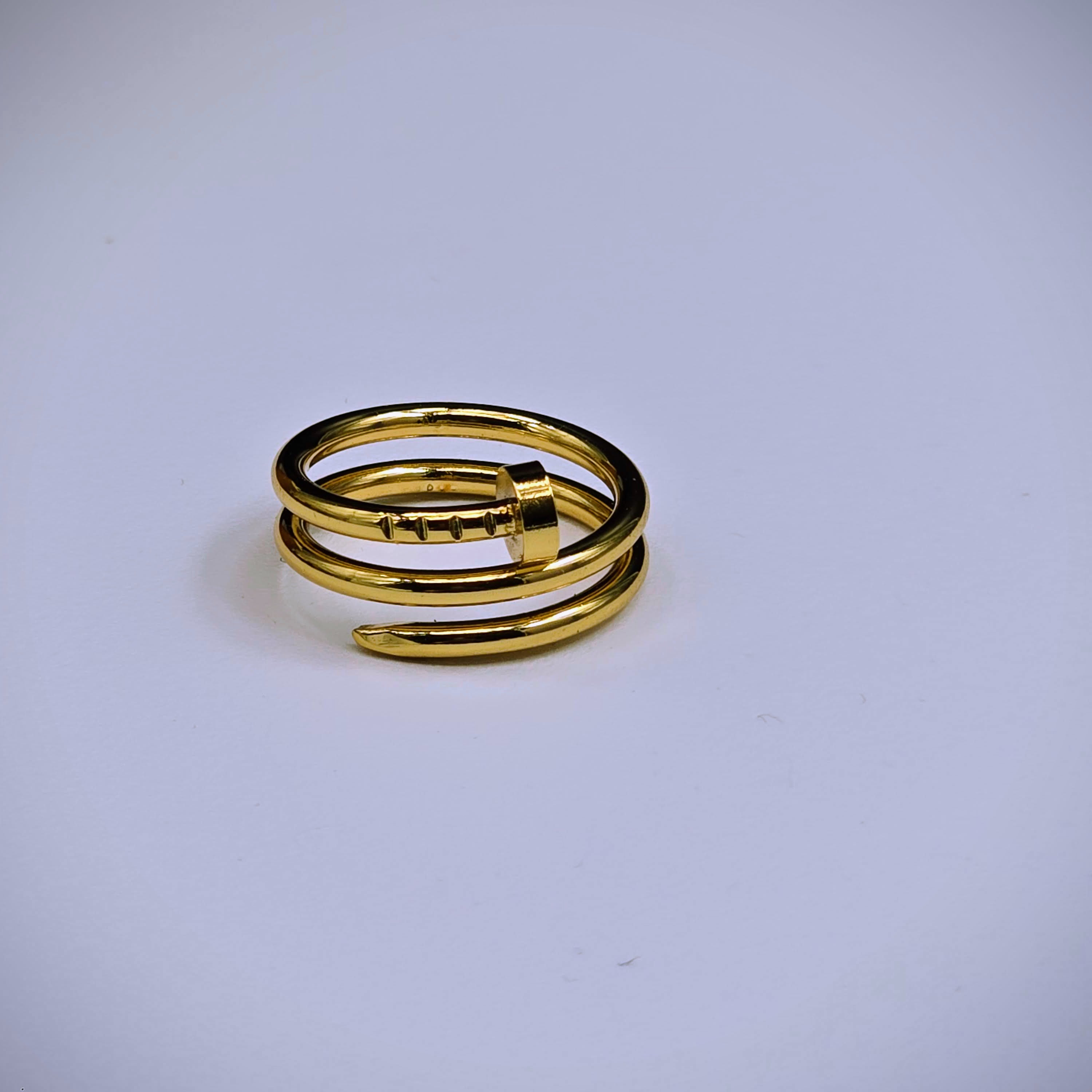 Gold Nail-Inspired Stainless Steel Ring