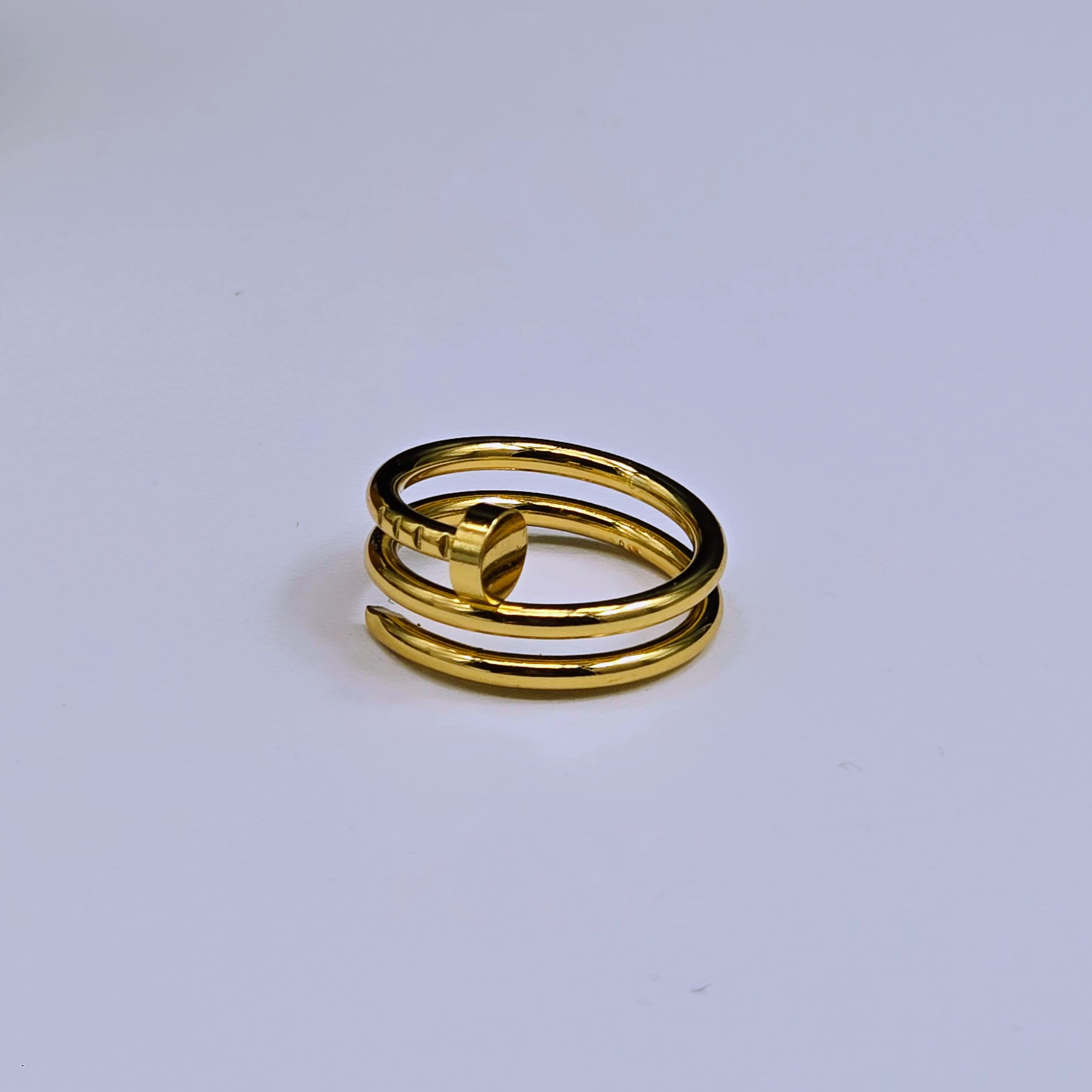 Gold Nail-Inspired Stainless Steel Ring