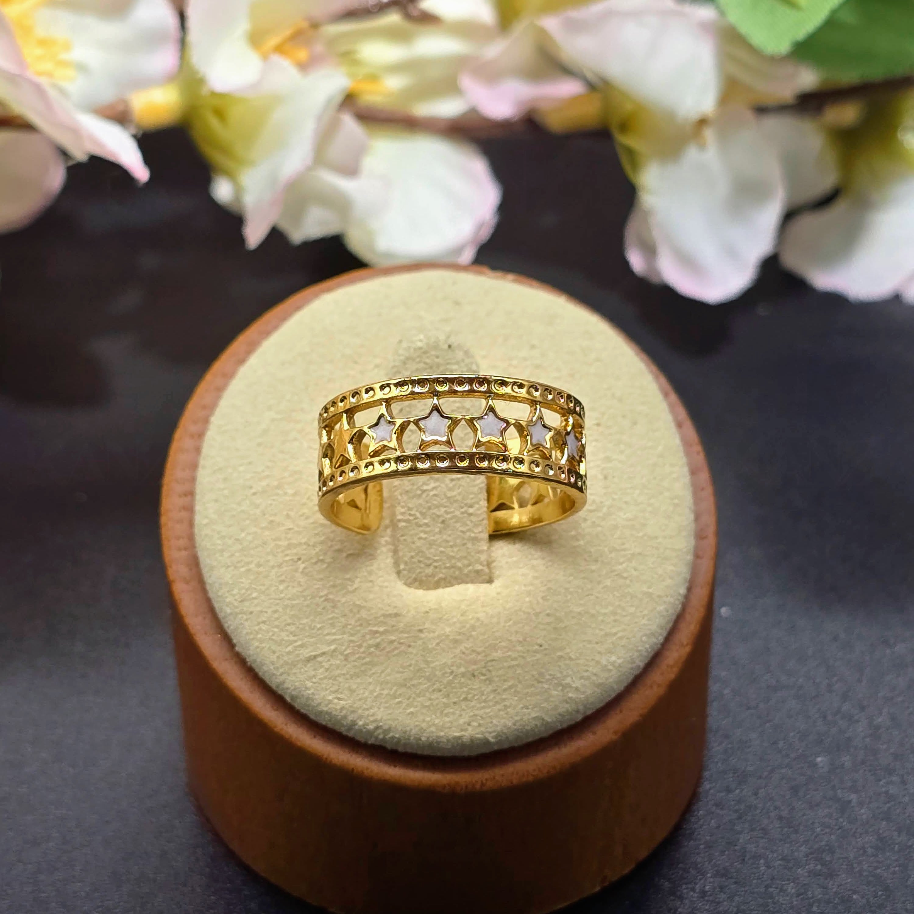 Star Cutout Band Gold Plated Ring