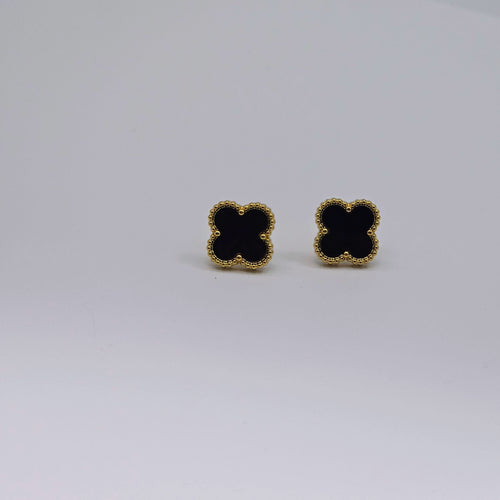 Beaded Clover Stud Stainless Steel Earrings