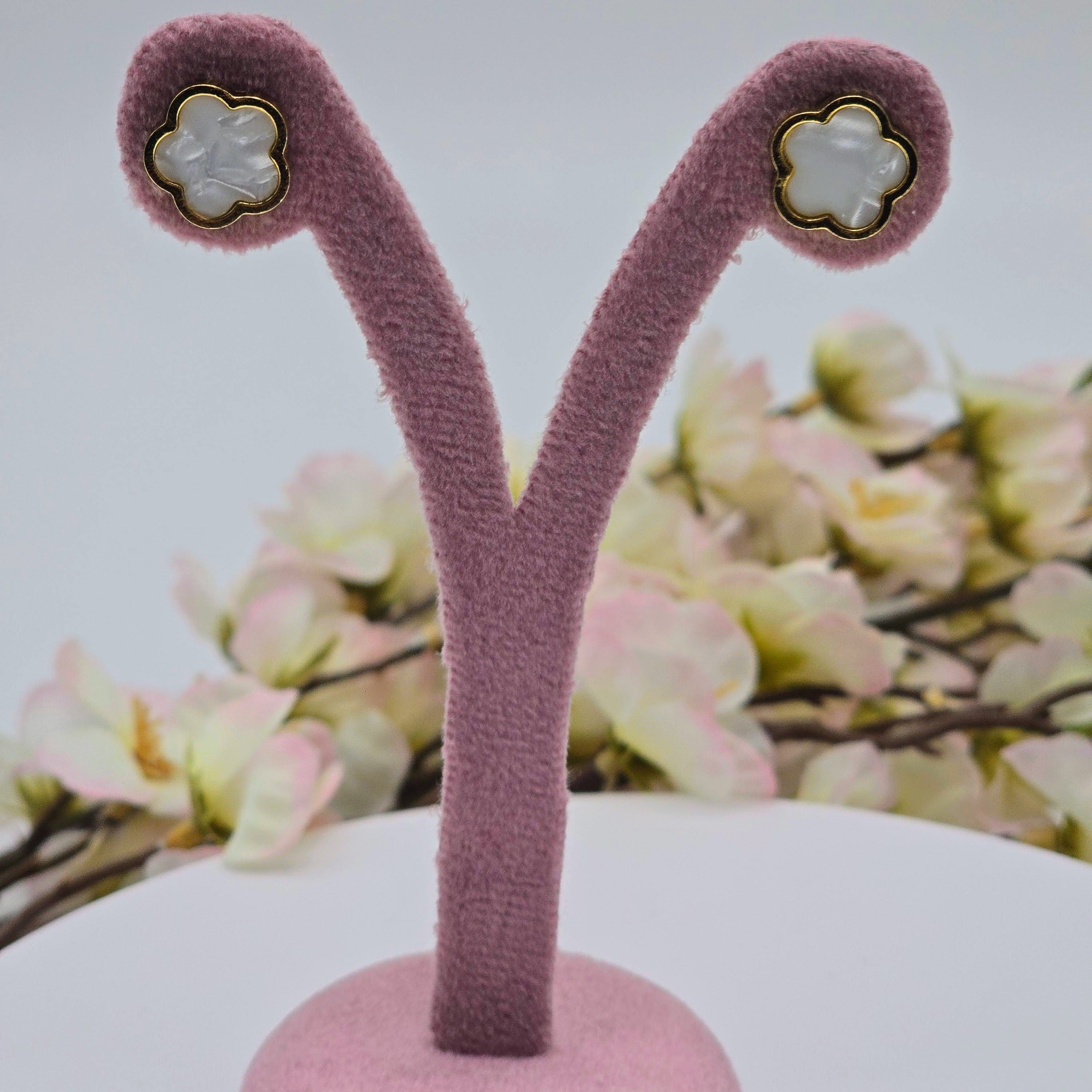 Five-Petal Floral Stud Stainless Steel Earrings