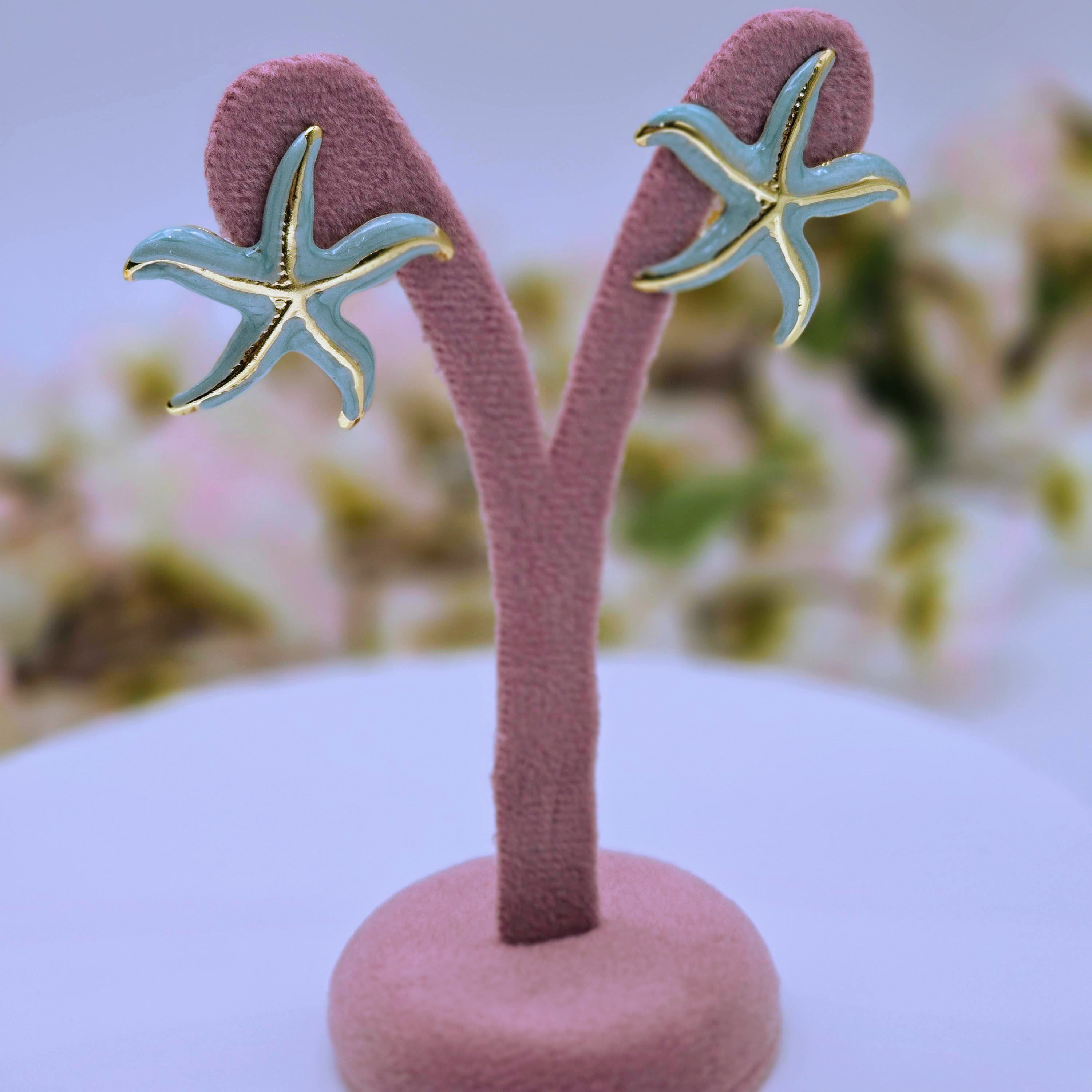 Enamel Starfish Stud Stainless Steel Earrings
