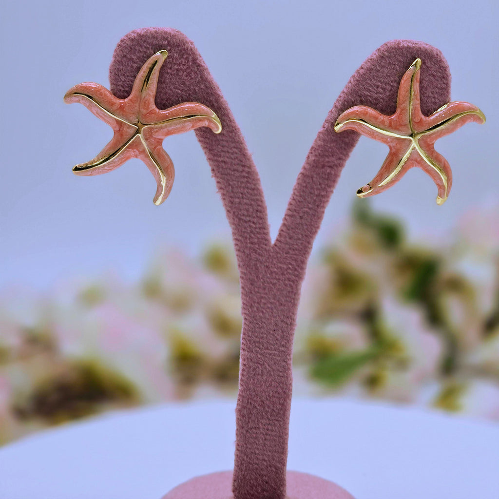 Enamel Starfish Stud Stainless Steel Earrings