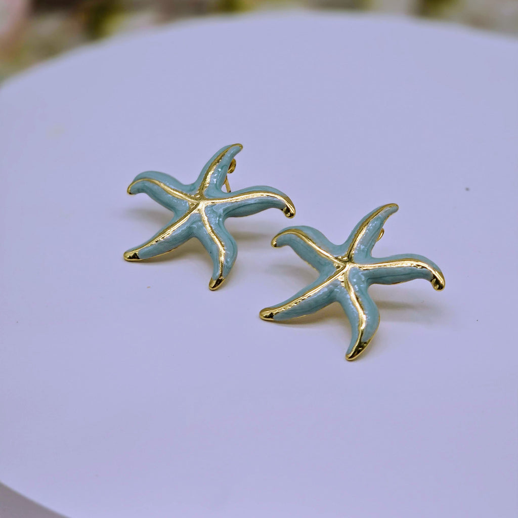 Enamel Starfish Stud Stainless Steel Earrings