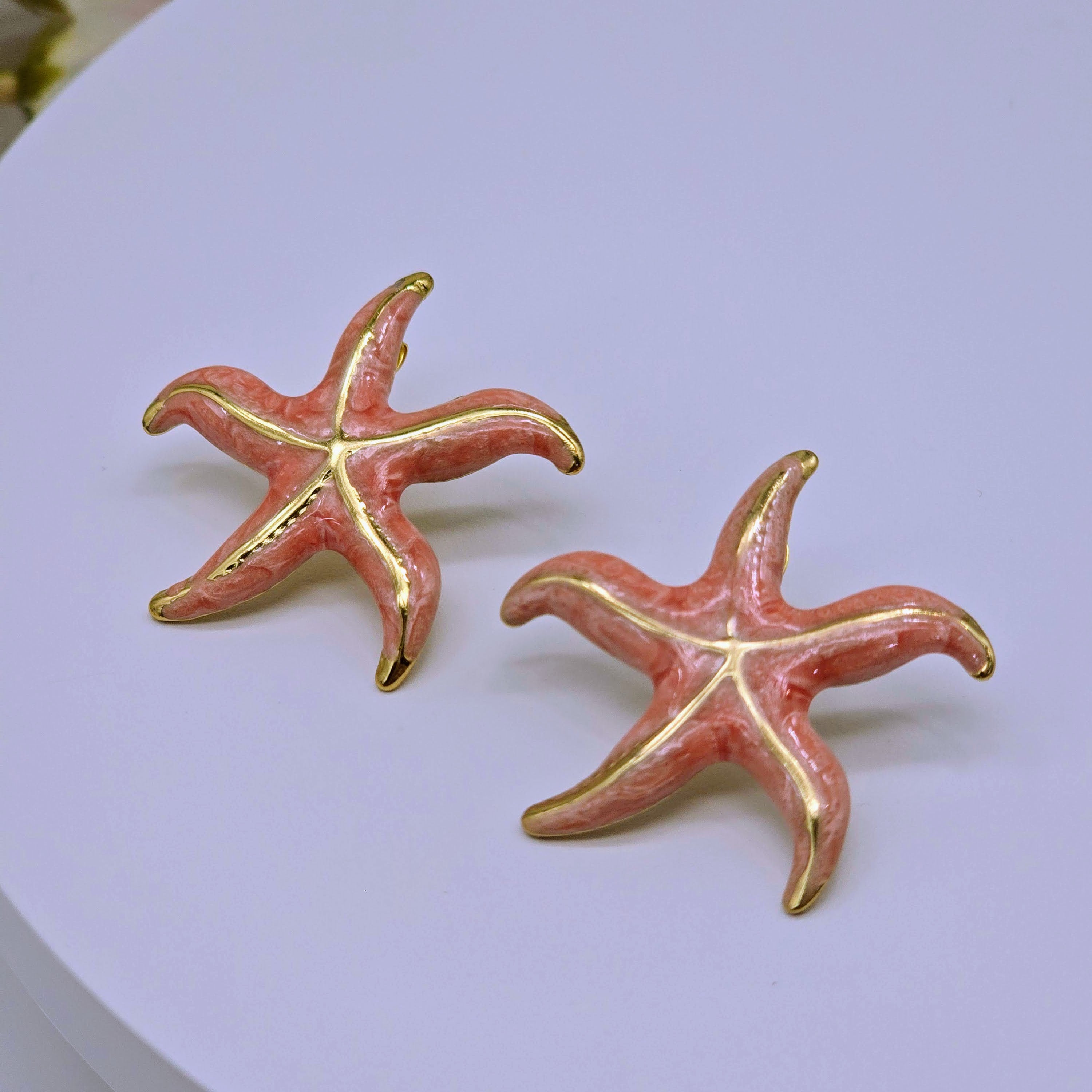 Enamel Starfish Stud Stainless Steel Earrings