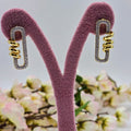 Pave Link Coil Stud Stainless Steel Earrings