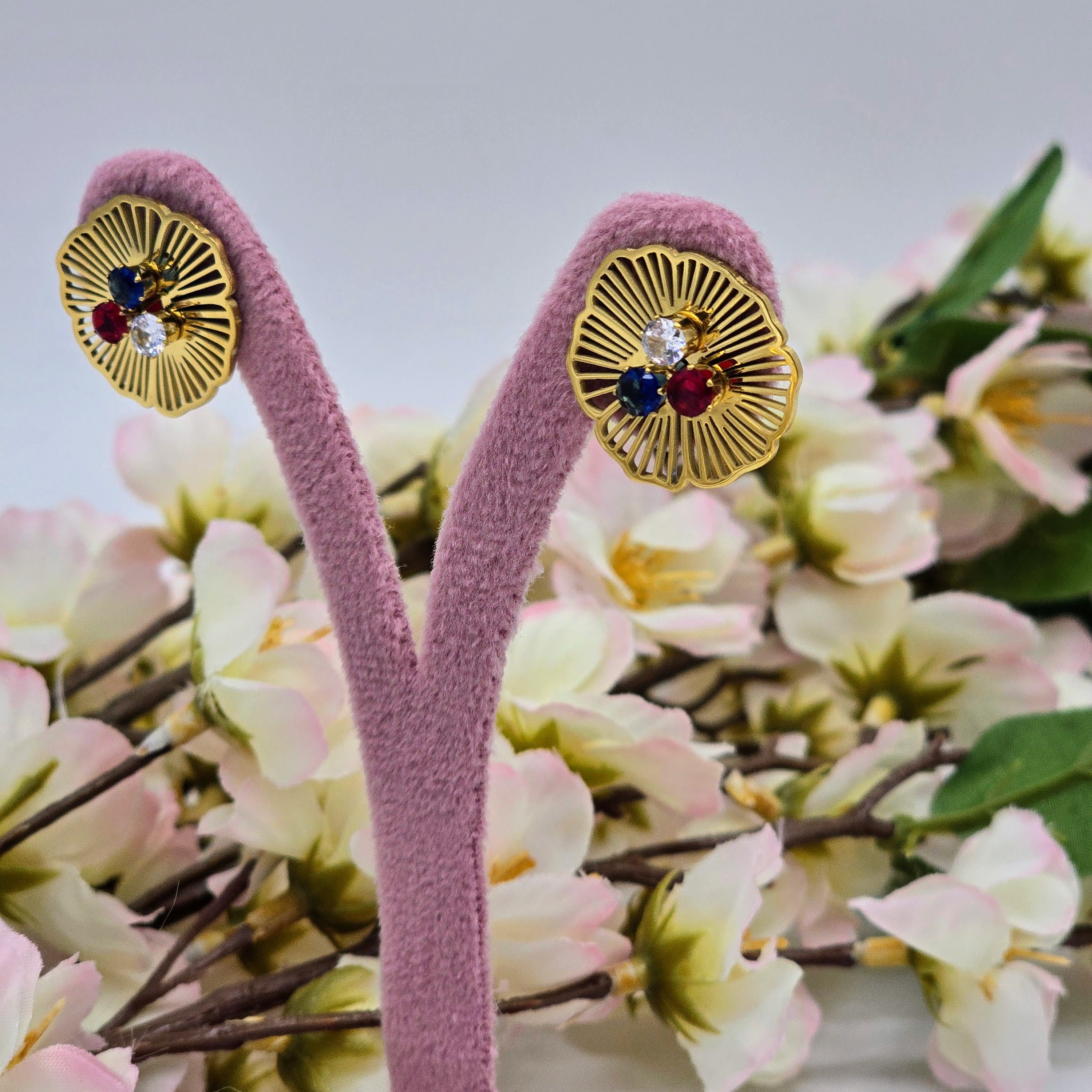 Radiant Floral Filigree Stud Stainless Steel Earrings