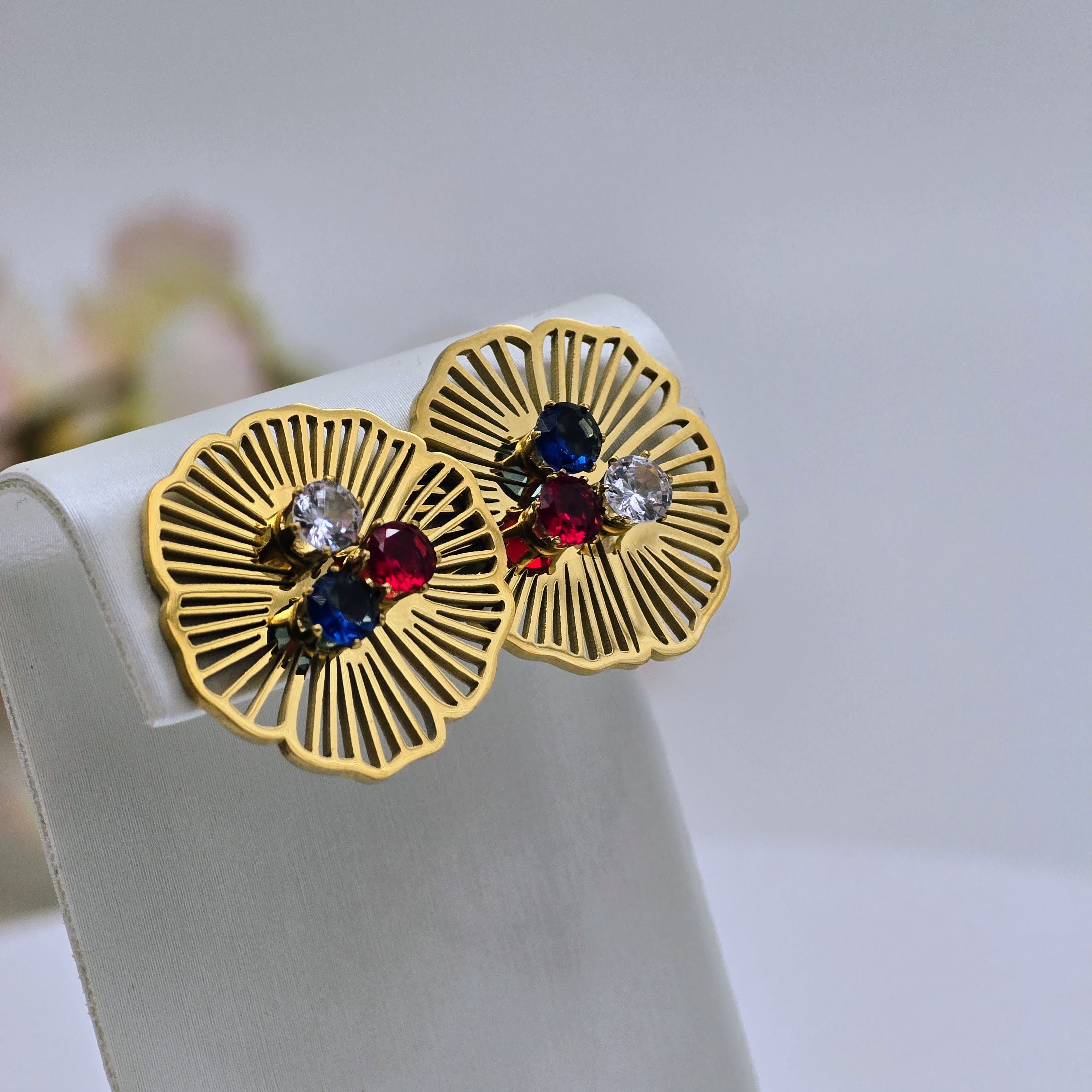 Radiant Floral Filigree Stud Stainless Steel Earrings