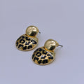 Leopard Enamel Dome Drop Stud Stainless Steel Earrings
